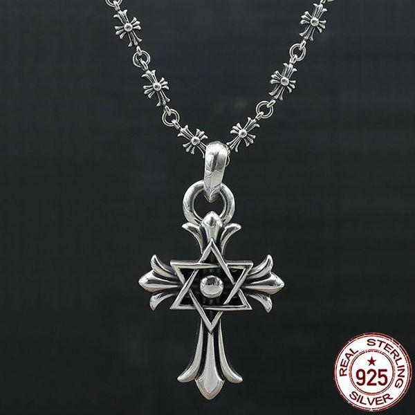 s925 sterling silver necklace personality fashion classic jewelry punk style six-pointed star cross shape 2018 new gift
s925 sterling silver necklace personality fashion classic jewelry punk style six-pointed star cross shape 2018 new gift