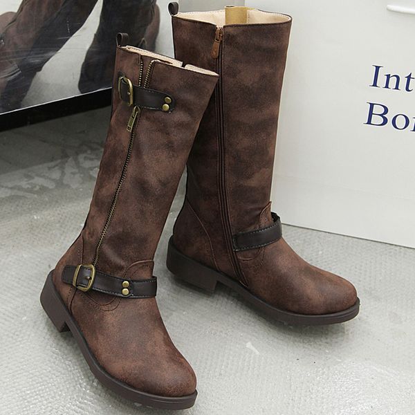 fashion pure color buckle strap long boots round toe zipper knee-high keep warm boots chunky heels vintage european women boots, Black
fashion pure color buckle strap long boots round toe zipper knee-high keep warm boots chunky heels vintage european women boots, Black