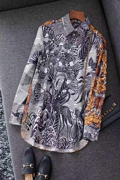 early spring 2020 plant ink printed cotton shirt, fashion light luxury long sleeve loose lion animal long pure cotton printed shirt, White
early spring 2020 plant ink printed cotton shirt, fashion light luxury long sleeve loose lion animal long pure cotton printed shirt, White