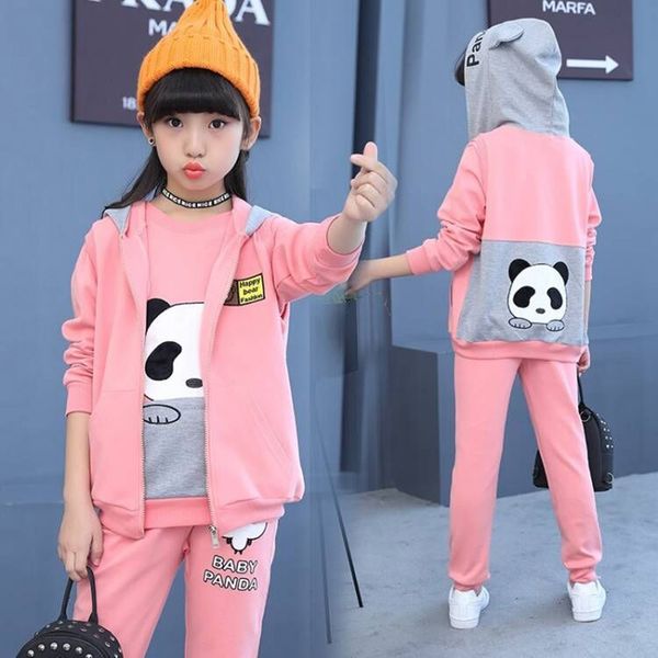 boys' and girls' season new korean three-piece suit cartoon pattern fashion sports leisure children's children's suit