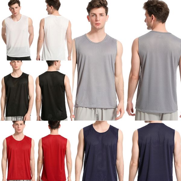 2020 men' mesh quick-drying ice silk vest high elastic breathable large size sleeveless round neck wide shoulder large size vest, White;black
2020 men' mesh quick-drying ice silk vest high elastic breathable large size sleeveless round neck wide shoulder large size vest, White;black