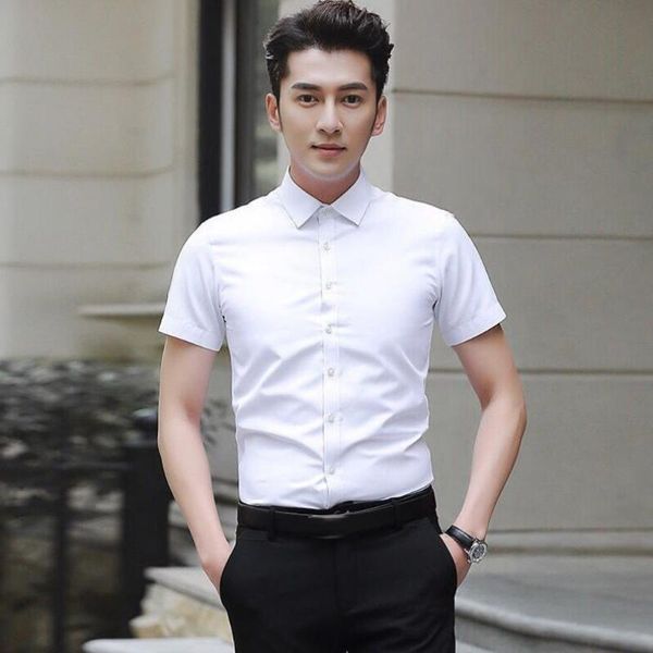 men short sleeve shirts 2020 summer new brand solid color business office formal men dress shirt plus size male shirt chemise #3, White;black
men short sleeve shirts 2020 summer new brand solid color business office formal men dress shirt plus size male shirt chemise #3, White;black