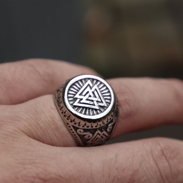 men viking 316l stainless steel ring valknut norse style odin runes amulet rings norse jewelry size 7-13, Silver
men viking 316l stainless steel ring valknut norse style odin runes amulet rings norse jewelry size 7-13, Silver