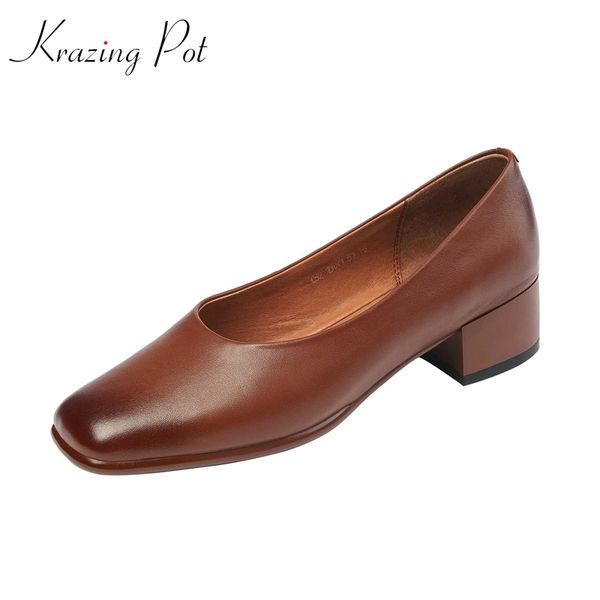 krazing pot natural leather high fashion mature thick med heel square toe slip on vintage office lady daily wear women pumps l52, Black
krazing pot natural leather high fashion mature thick med heel square toe slip on vintage office lady daily wear women pumps l52, Black