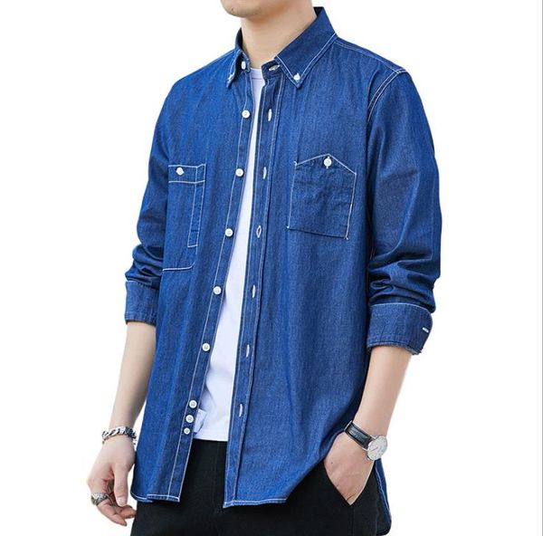 mens pocket button demin shirts man spring autumn high fashion lapel neck long sleeve casual shirt men streetwears, White;black
mens pocket button demin shirts man spring autumn high fashion lapel neck long sleeve casual shirt men streetwears, White;black