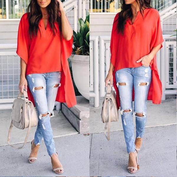 summer casual women solid chic elegant irregular v neck blouses batwing sleeve plus pullover shirts, White
summer casual women solid chic elegant irregular v neck blouses batwing sleeve plus pullover shirts, White