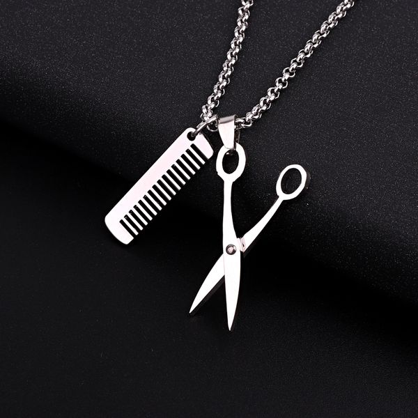 1pc punk creative scissors comb stainless steel necklace men rock hip hop barber tools pendant necklace choker women jewelry n88, Silver
1pc punk creative scissors comb stainless steel necklace men rock hip hop barber tools pendant necklace choker women jewelry n88, Silver