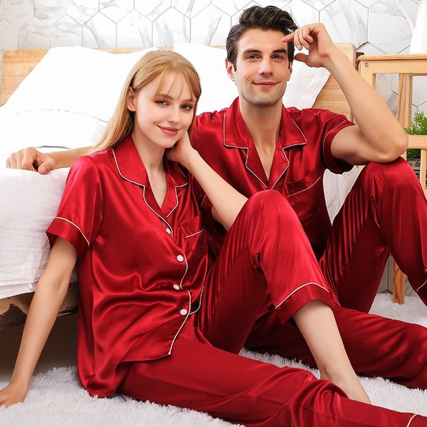 wine red simulation silk clothes simulation home clothing couple short-sleeved pajamas thin comfortable loose two-piece home clothes, Blue;red
wine red simulation silk clothes simulation home clothing couple short-sleeved pajamas thin comfortable loose two-piece home clothes, Blue;red