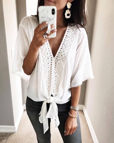 women white blouse summer v-neck short sleeve hollow out solid casual blouse plus size lace blouse shirt roupas feminina
women white blouse summer v-neck short sleeve hollow out solid casual blouse plus size lace blouse shirt roupas feminina