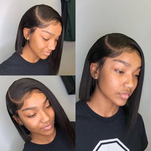 13x4 remy bob short lace front wig glueless for black women lace front human hair wigs straight brazilian hair with baby hair, Black;brown
13x4 remy bob short lace front wig glueless for black women lace front human hair wigs straight brazilian hair with baby hair, Black;brown