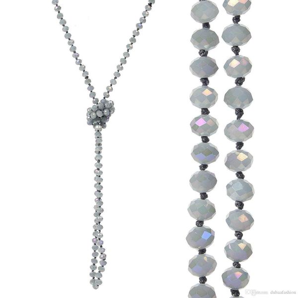 8mm long strand knotted faceted glass beaded necklaces sparkly handmade multi layer strand statement necklaces with knots between each bead, Silver
8mm long strand knotted faceted glass beaded necklaces sparkly handmade multi layer strand statement necklaces with knots between each bead, Silver