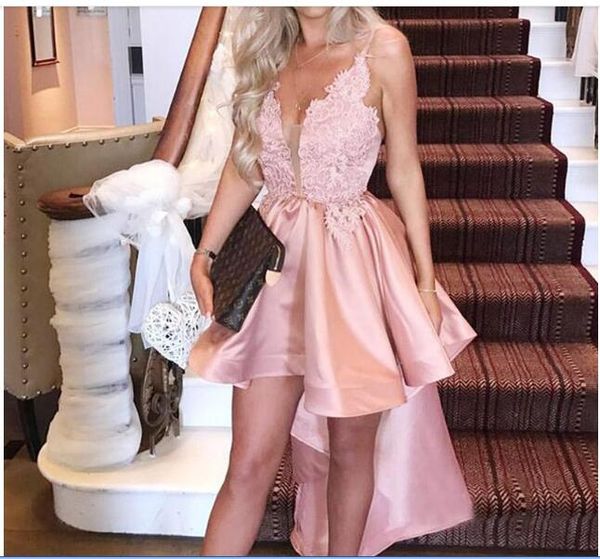 2020 new arrival short pink v neck spaghetti straps homecoming dresses high low prom dresses custom made, Red
2020 new arrival short pink v neck spaghetti straps homecoming dresses high low prom dresses custom made, Red
