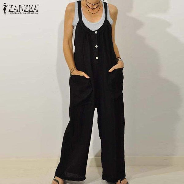 women's wide leg jumpsuits zanzea kaftan button summer overalls casual suspender playsuits female solid rompers plus size pants, Black;white
women's wide leg jumpsuits zanzea kaftan button summer overalls casual suspender playsuits female solid rompers plus size pants, Black;white