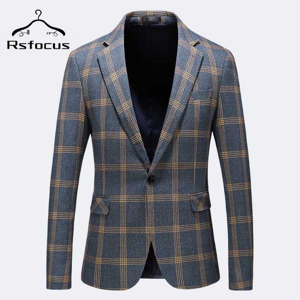 men's suits & blazers rsfocus blazer men slim fit 2021 spring autumn mens plaid 5xl casual for business formal office jacket xz001, White;black