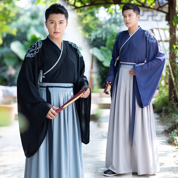 new traditional hanfu men's cross-collar and skirt skirt suit can be disassembled and sold for students, Black;red
new traditional hanfu men's cross-collar and skirt skirt suit can be disassembled and sold for students, Black;red