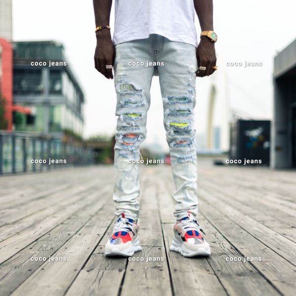 2020 новая мода mens жан-стрит черные дыры белые полосы jeans hiphop скейтборд карандаш брюки g # 143, Blue
2020 новая мода mens жан-стрит черные дыры белые полосы jeans hiphop скейтборд карандаш брюки g # 143, Blue