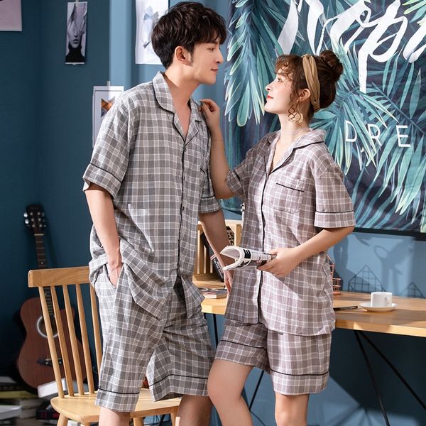 couple's pajamas cotton short-sleeved and shorts shorts men's and women's home cardigan thin leisure home clothes set, Blue;red
couple's pajamas cotton short-sleeved and shorts shorts men's and women's home cardigan thin leisure home clothes set, Blue;red