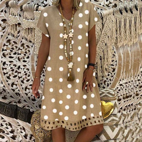 polka dot print short sleeve v-neck dresses boho clothes sundress women summer casual loose dress fashion plus size clothings, Black;gray
polka dot print short sleeve v-neck dresses boho clothes sundress women summer casual loose dress fashion plus size clothings, Black;gray