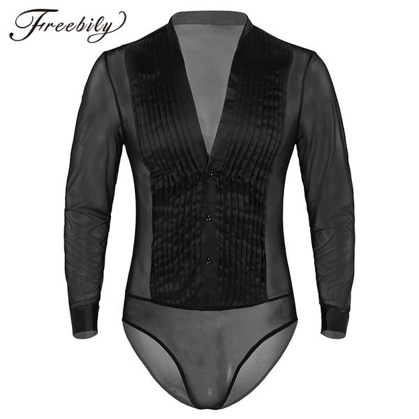 men deep v-neck long sleeve see through sheer mesh splice latin ballroom dance leotard bodysuit competition shirt, Black;red
men deep v-neck long sleeve see through sheer mesh splice latin ballroom dance leotard bodysuit competition shirt, Black;red