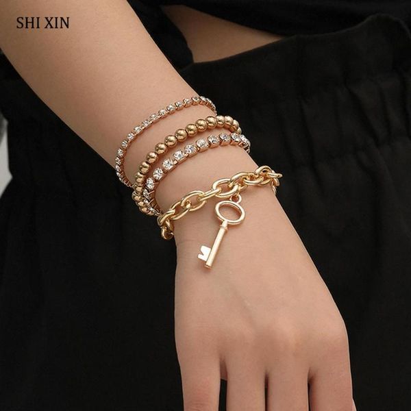 shixin 4 pcs/set separable hip hop crystal beads chain bracelets for women layered rhinestones bracelet set key pendants jewelry, Golden;silver
shixin 4 pcs/set separable hip hop crystal beads chain bracelets for women layered rhinestones bracelet set key pendants jewelry, Golden;silver