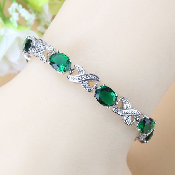 2020 new bracelet bangles jewelry silver color green cubic zircon women wedding accessories length18+3 cm, Black
2020 new bracelet bangles jewelry silver color green cubic zircon women wedding accessories length18+3 cm, Black