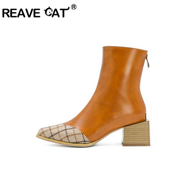 reave cat autumn women mid-calf boots round toe square heel pu zipper patchwork big size 35-46 black yellow white casual s1976
reave cat autumn women mid-calf boots round toe square heel pu zipper patchwork big size 35-46 black yellow white casual s1976