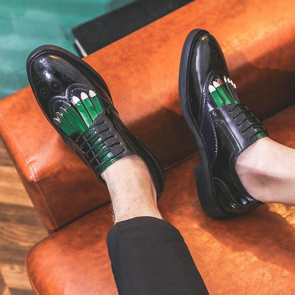 men formal patchwork shoe pu leather casual man brogue dress shoes wedding party shoes a57, Black
men formal patchwork shoe pu leather casual man brogue dress shoes wedding party shoes a57, Black