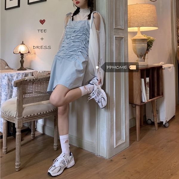 pphome summer fairy full look ~ korean-style sling dress girl off-shoulder mesh base shirt + pleated suspender dress, Black;gray
pphome summer fairy full look ~ korean-style sling dress girl off-shoulder mesh base shirt + pleated suspender dress, Black;gray