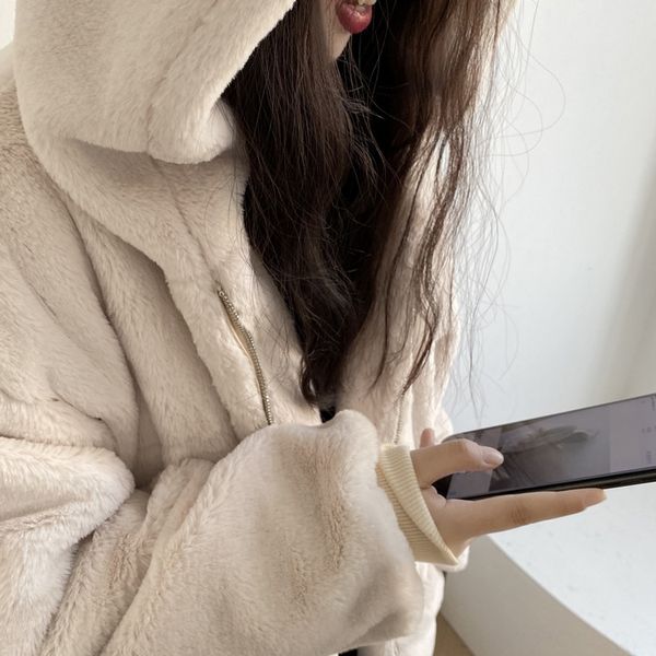 taochuan cistanche 2019 winter new coat loose thickened rabbit fur mid-length hooded coat for women 512, Black
taochuan cistanche 2019 winter new coat loose thickened rabbit fur mid-length hooded coat for women 512, Black