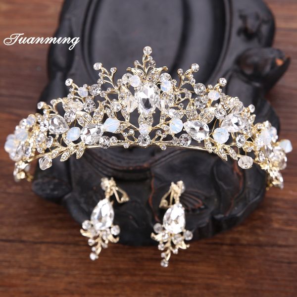 gold white crystal wedding tiaras earrings set bride crown set party hair accessories hairwear tiaras wedding women jewelry, Golden;silver
gold white crystal wedding tiaras earrings set bride crown set party hair accessories hairwear tiaras wedding women jewelry, Golden;silver