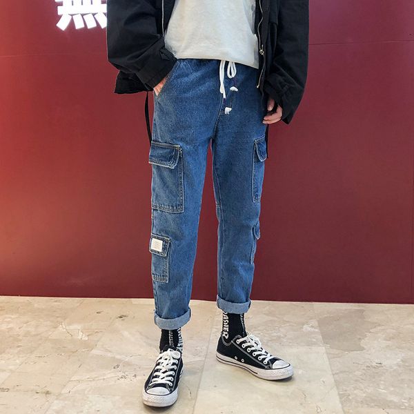 wholesale 2020 teenagers elasitc waist multi pocket tooling men's pants male korean trend straight jeans men's cropped pants, Blue
wholesale 2020 teenagers elasitc waist multi pocket tooling men's pants male korean trend straight jeans men's cropped pants, Blue