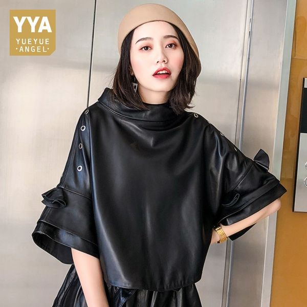 korean style oversized loose fit pullover genuine leather real lambskin coat jackets batwing half sleeve casaco feminino roupa, Black
korean style oversized loose fit pullover genuine leather real lambskin coat jackets batwing half sleeve casaco feminino roupa, Black