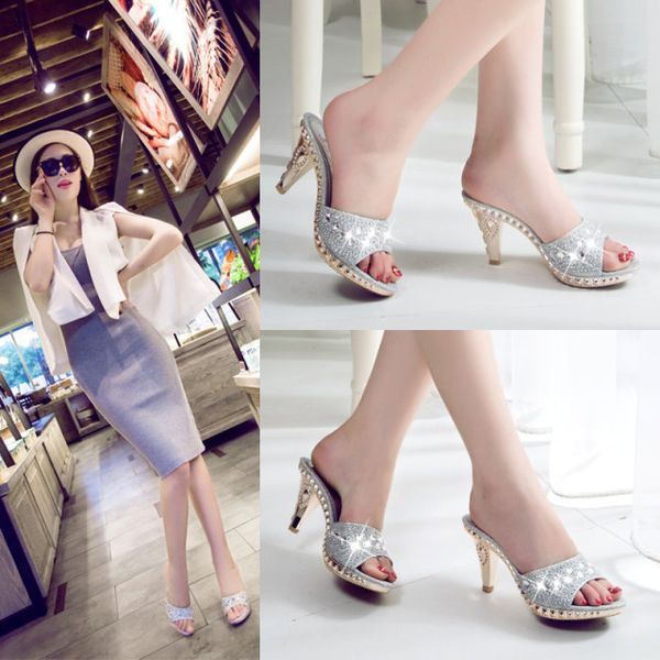 2020 new elegant women's high-heeled sandals summer one word rhinestone waterproof platform slim heel sandals, Black
2020 new elegant women's high-heeled sandals summer one word rhinestone waterproof platform slim heel sandals, Black