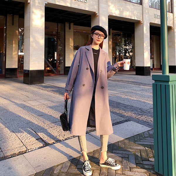 autumn winter women double breasted long blazer loose casual gray suit trench coat office lady korean elegant sashe windbreaker, White;black
autumn winter women double breasted long blazer loose casual gray suit trench coat office lady korean elegant sashe windbreaker, White;black
