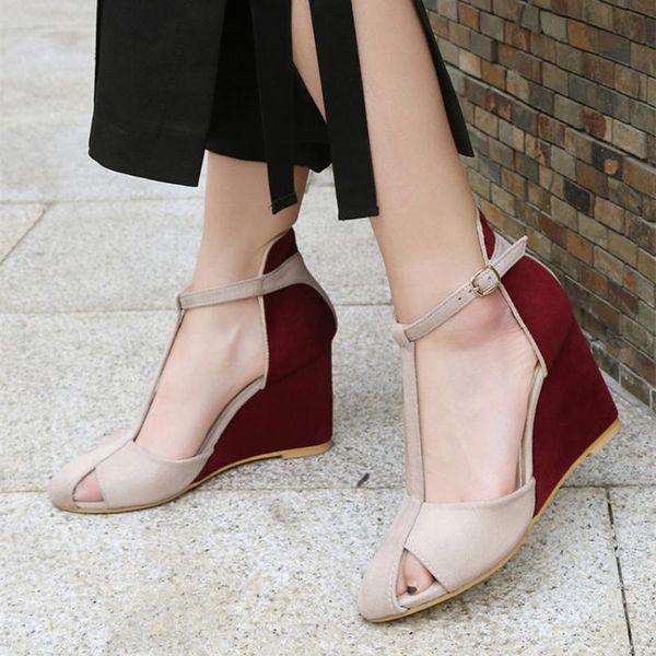 new summer woman flock t-strap platform shoes chaussures femme ladies peep toe wedges sandals high heels for women size 34, Black
new summer woman flock t-strap platform shoes chaussures femme ladies peep toe wedges sandals high heels for women size 34, Black