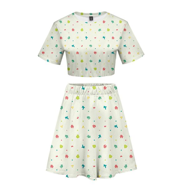 cartoon animal crossing trendy style women two piece set summer short sleeve crop skirt suitable casual streetwear clothes, Gray
cartoon animal crossing trendy style women two piece set summer short sleeve crop skirt suitable casual streetwear clothes, Gray