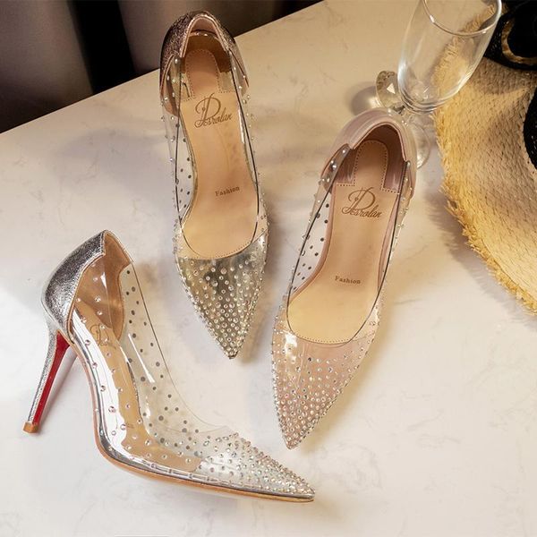 2020 fine high-heeled shoes rhinestone shoe women's singles shoe crystal shoetransparent, Black;red
2020 fine high-heeled shoes rhinestone shoe women's singles shoe crystal shoetransparent, Black;red