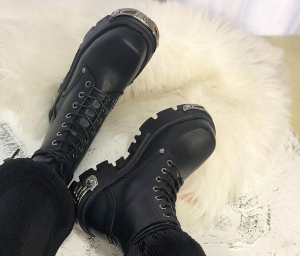 punk black leather girls rock style thick bottom lace up front iron decoration round toe short motorcycle ankle boots cheap
punk black leather girls rock style thick bottom lace up front iron decoration round toe short motorcycle ankle boots cheap