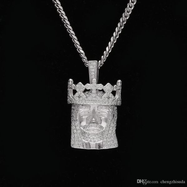 Hip hop Crowned Jesus Head Necklaces Pendants Clear Bling Micro Cubic Zircon Top Quality Jewelry With Stainless Steel Cuban Chain
Hip hop Crowned Jesus Head Necklaces Pendants Clear Bling Micro Cubic Zircon Top Quality Jewelry With Stainless Steel Cuban Chain