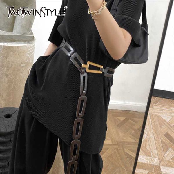 twotwinstyle elegant hollow out women belt patchwork pu leather hit color asymmertical waist seal female novelty 2020 spring new, Black;brown
twotwinstyle elegant hollow out women belt patchwork pu leather hit color asymmertical waist seal female novelty 2020 spring new, Black;brown