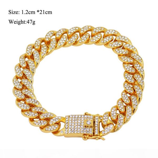 12mm gold silver diamond iced out hip hop cz bracelet mens miami cuban link chains men's luxury simulated bling rhinestones bracelets, Black
12mm gold silver diamond iced out hip hop cz bracelet mens miami cuban link chains men's luxury simulated bling rhinestones bracelets, Black