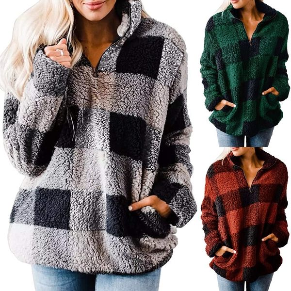 womens designer hoodies autumn winter long sleeve plaid thick cardigan sweatshirts loose stand collar plus size coat, Black
womens designer hoodies autumn winter long sleeve plaid thick cardigan sweatshirts loose stand collar plus size coat, Black
