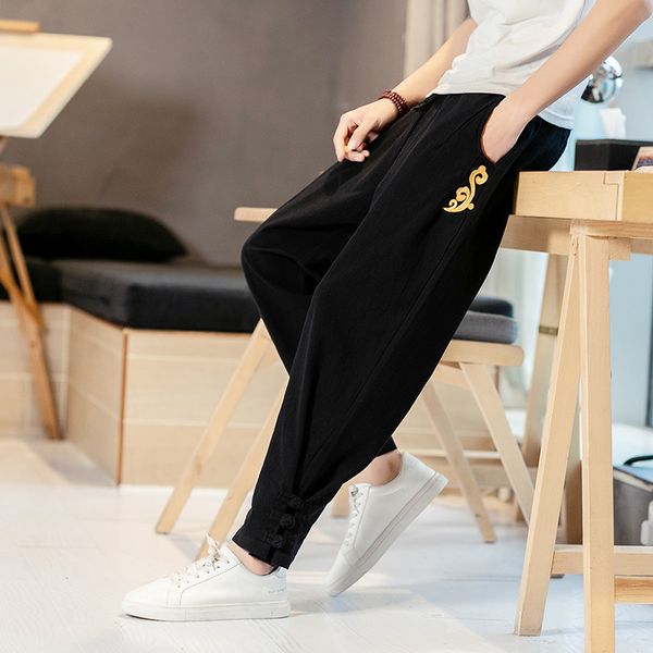 kimonos harajuku yukata beam feet harem men japanese style print embroidered pants asian japan traditional cropped male costumes, Black
kimonos harajuku yukata beam feet harem men japanese style print embroidered pants asian japan traditional cropped male costumes, Black