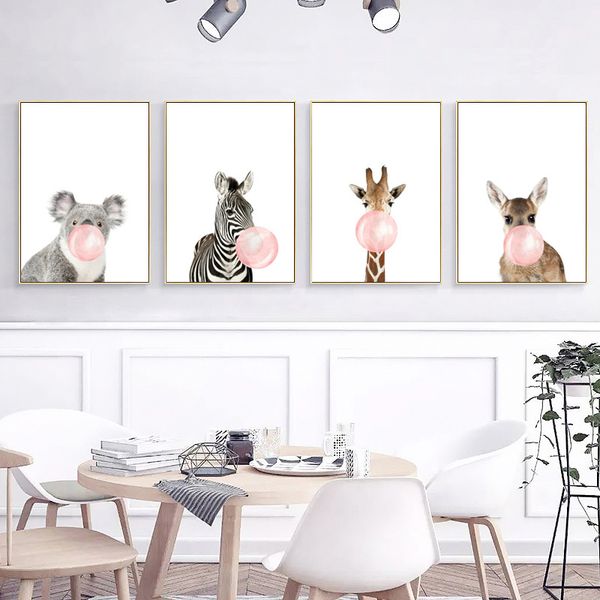 pink bubble gum giraffe zebra animals canvas painting nursery wall art print nordic poster cartoon wall pictures kids room decor
pink bubble gum giraffe zebra animals canvas painting nursery wall art print nordic poster cartoon wall pictures kids room decor