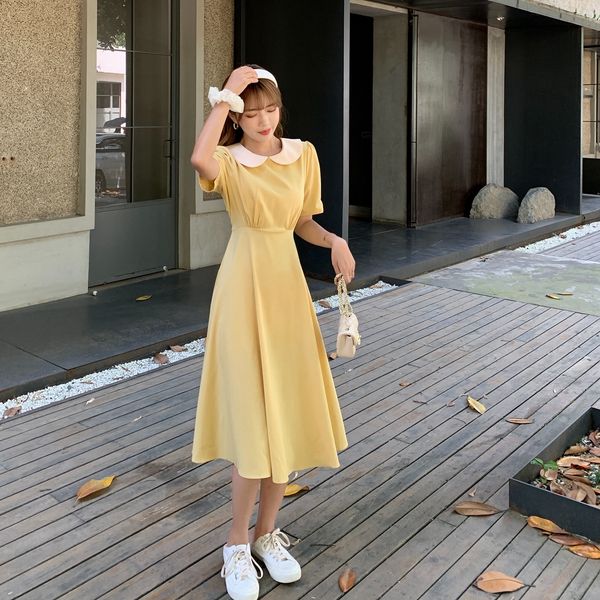 hipster mid-length 2020 new summer korean long skirt dress style elegant lapel contrast color waist slimming knee-length dress, Black;gray
hipster mid-length 2020 new summer korean long skirt dress style elegant lapel contrast color waist slimming knee-length dress, Black;gray