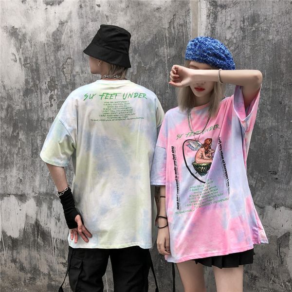 guochao tie dye gradient color short sleeve t-shirt for men's couple's wear, White;black
guochao tie dye gradient color short sleeve t-shirt for men's couple's wear, White;black