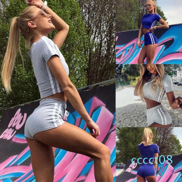 2pcs women summer casual tracksuit short sleeve crop shorts yoga jogging gym sports striped workout tracksuit set ct08, White;black
2pcs women summer casual tracksuit short sleeve crop shorts yoga jogging gym sports striped workout tracksuit set ct08, White;black