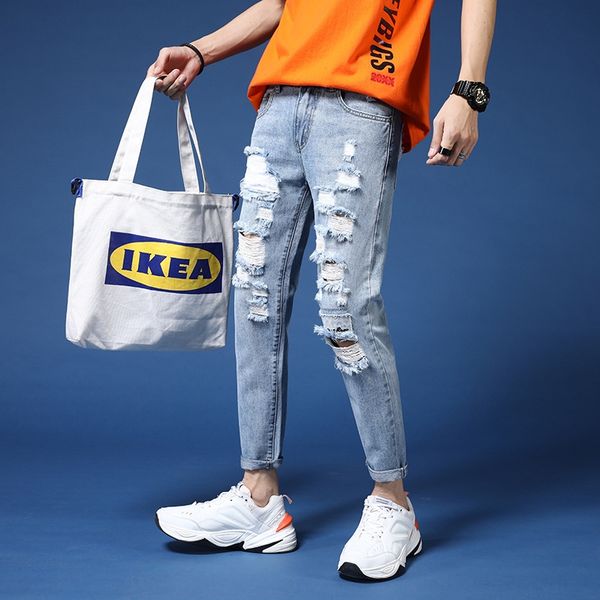 ucgew korean style jeans harlan ankle-pierced jeans and jeanstrousers and jeansslim men's brushed washed old beggar pants ankle-length, Blue
ucgew korean style jeans harlan ankle-pierced jeans and jeanstrousers and jeansslim men's brushed washed old beggar pants ankle-length, Blue