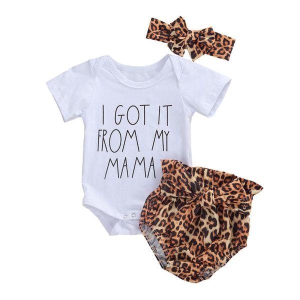 3pcs newborn baby girls boys clothes sets letter short sleeve romper leopard shorts headband 0-24m, White
3pcs newborn baby girls boys clothes sets letter short sleeve romper leopard shorts headband 0-24m, White