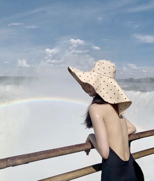 lu jieyun fisherman's bucket bucket of the same style beige wide brim polka dot sun seaside holiday big brim hat polka edge hat, Blue;gray
lu jieyun fisherman's bucket bucket of the same style beige wide brim polka dot sun seaside holiday big brim hat polka edge hat, Blue;gray